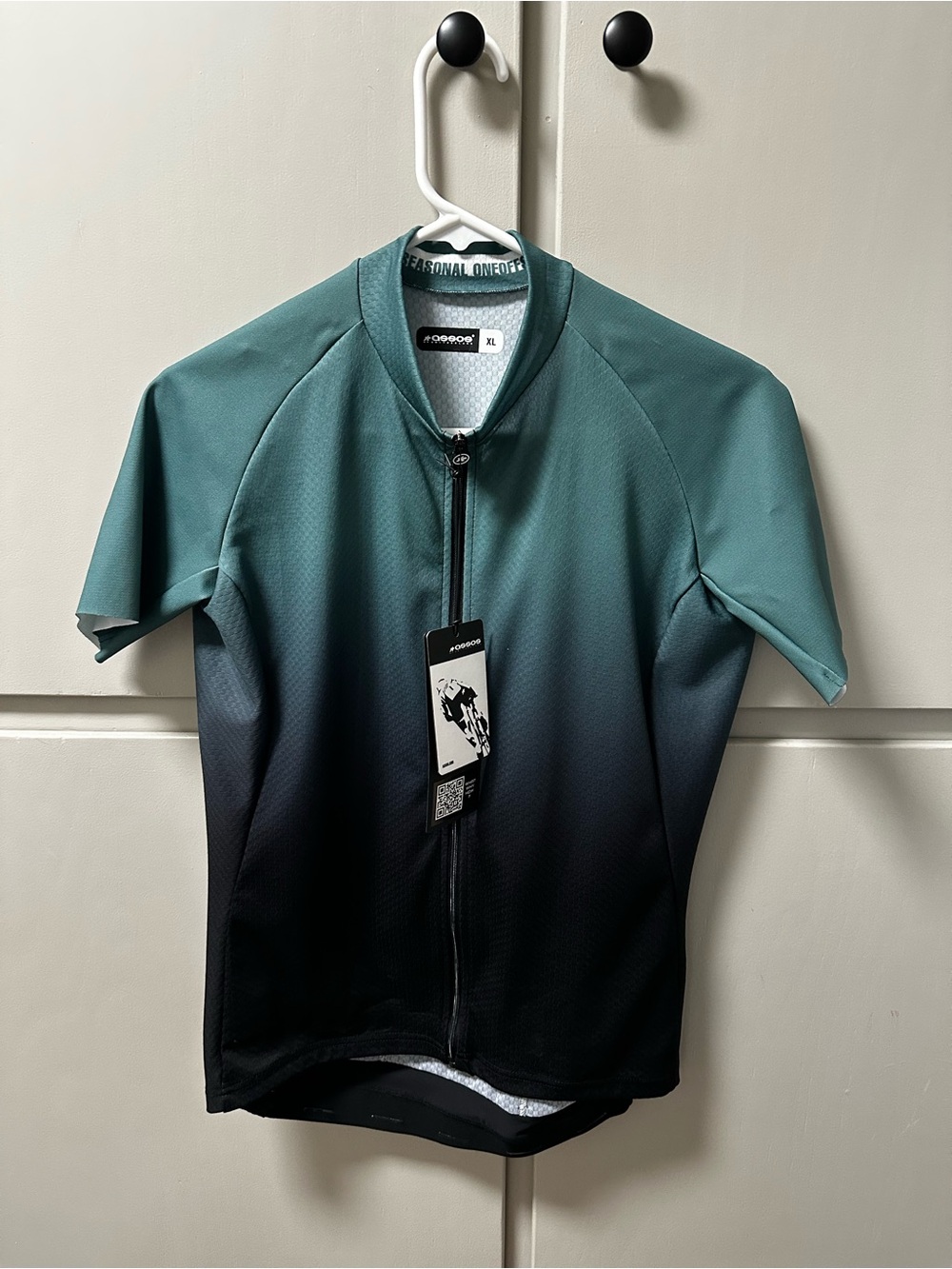 Assos Gradient Teal to Black Zip-Front Bike Cycling Jersey